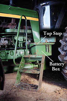 Photo 1: tractor steps and battery box