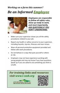 Employee information card for young farm employees