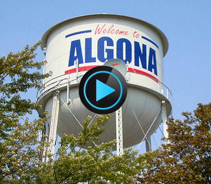 Photo of water tower in Algona, Iowa.