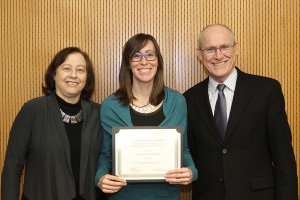 Scholarship recipient Jaime Butler-Dawson (center), with Nancy Sprince, and OEH department head Peter Thorne.