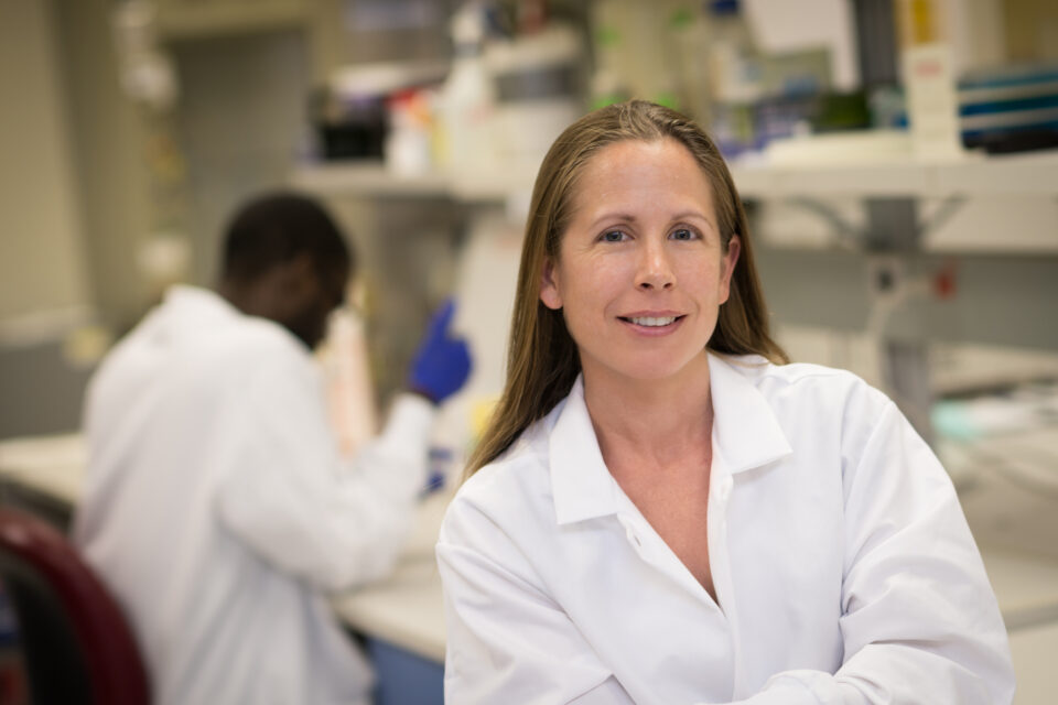 A portrait of Kelly Baker, professor of Occupational and Environmental Health at the University of Iowa College of Public Health.