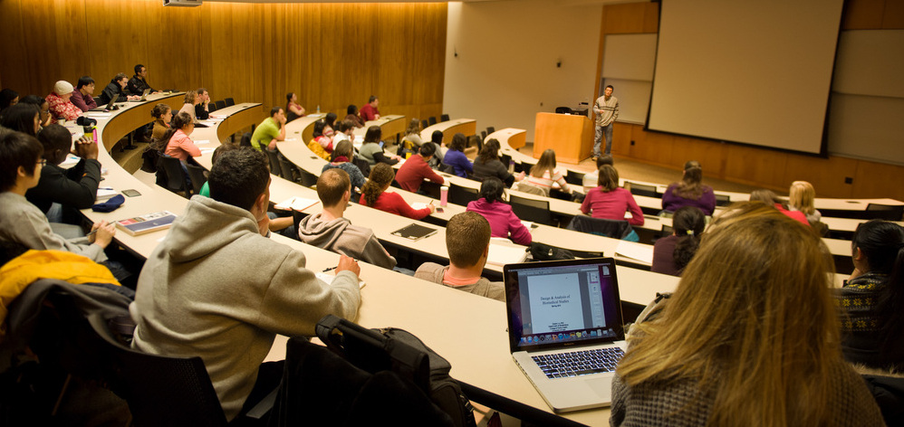 Students attending class in CPH lecture hall