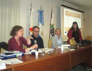 Speaking with the women's group at the Agricultural Federation of Argentina, a farmer cooperative based in Rosario