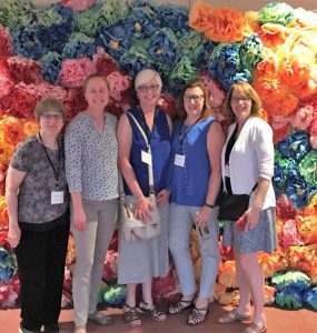 Pictured left to right: Pauline Taylor, City of Iowa City Council Member, Kathryn Dorsey, Program Manager at UIHC Department of Pediatrics, Maryann Dennis, Director of the Housing Fellowship, Vickie Miene, Interim Director of the Iowa Institute of Public Health Research and Policy, and Tracy Hightshoe, Neighborhood Services Coordinator at the City of Iowa City.