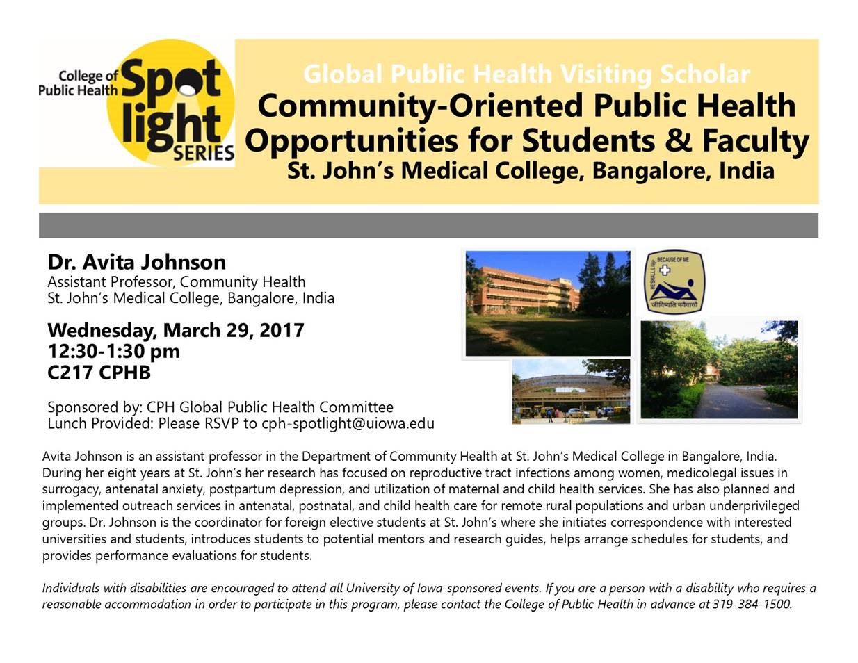 Global health visiting scholar to talk about communityoriented public