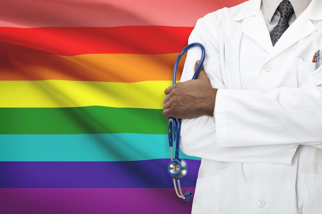 LGBT rainbow flag and health care provider