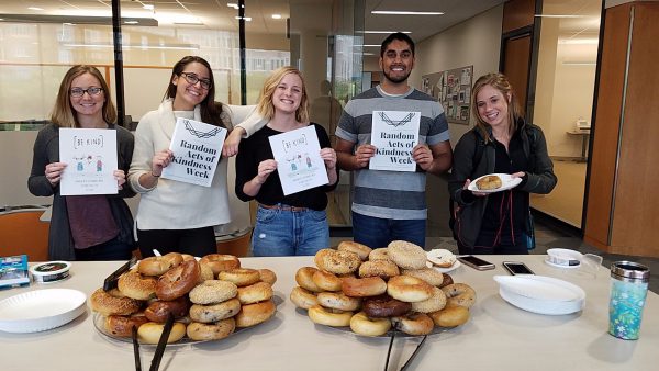 CPHSA members celebrate Random Acts of Kindness Week by providing free bagels for students