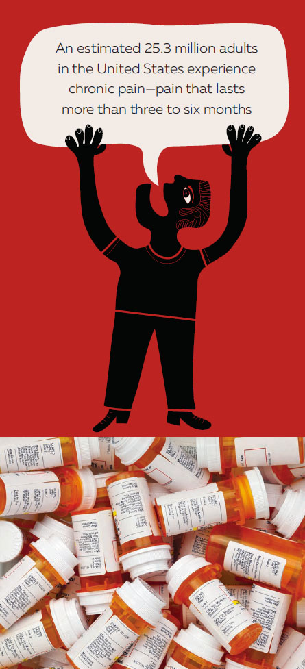 illustration of pill bottles and person with arms raised