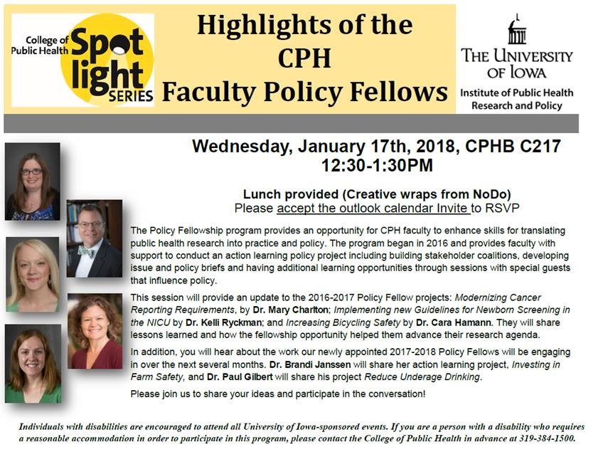 Policy Fellow Spotlight is Jan. 17, 2018