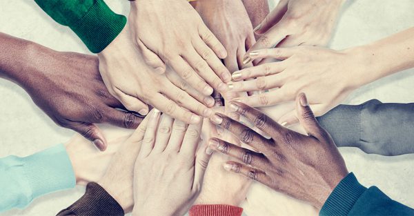 group of multiethnic hands 