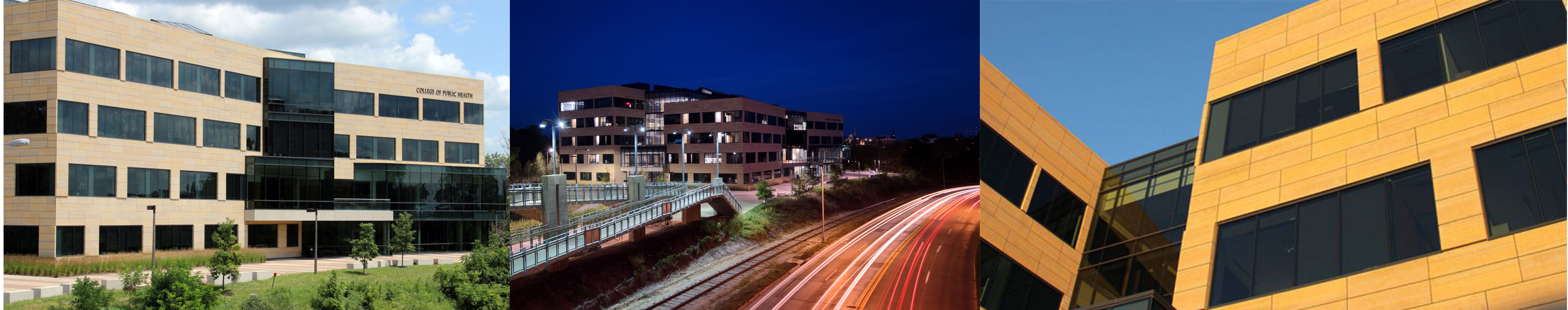 College of Public Health Building at blue hour/dusk