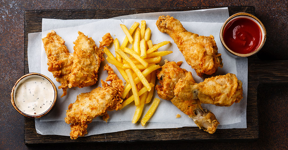 photo of fried chicken and french fries