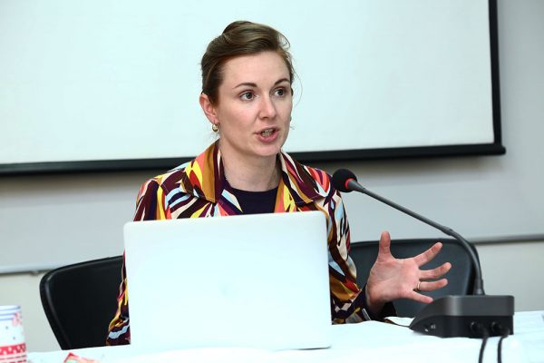 Nicole Novak presents at the PRIA workshop in India