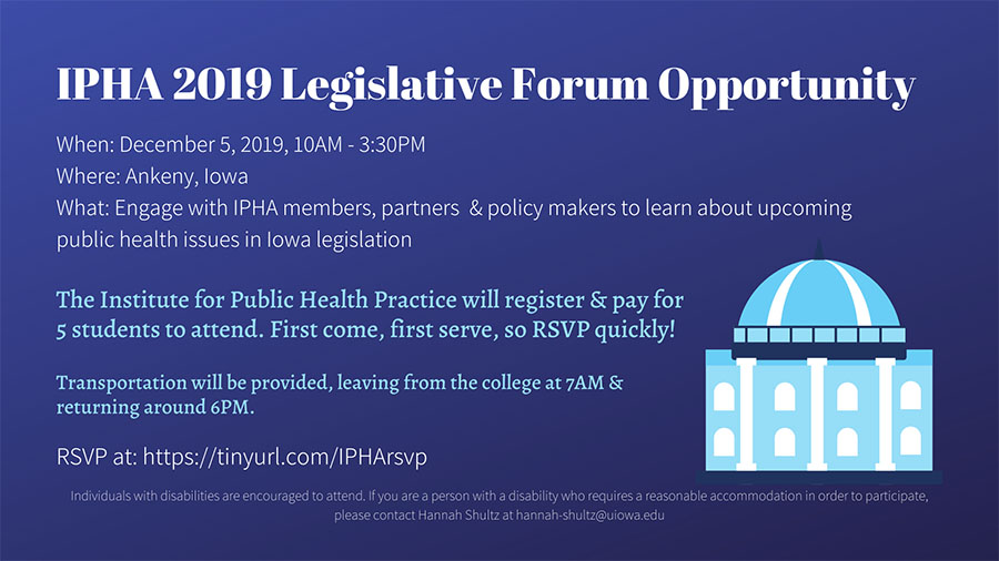 IPHA 2019 Legislative Forum student opportunity