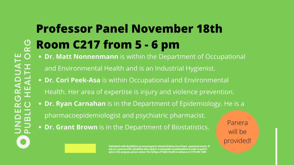 UPHO is sponsoring a Professor Panel discussion