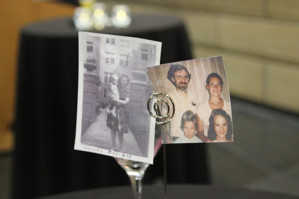 Family photos on display at Robert Wallace's retirement event.