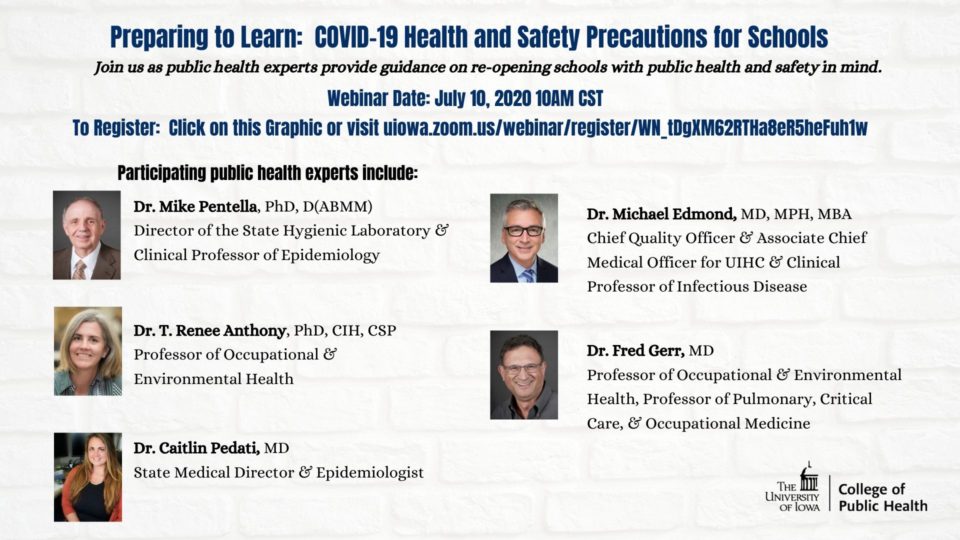 flyer for Webinar- Preparing to Learn COVID-19 Health and Safety Precautions for Schools