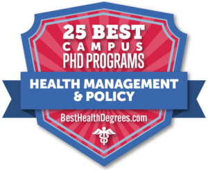 Best Health Degrees PhD in HMP badge