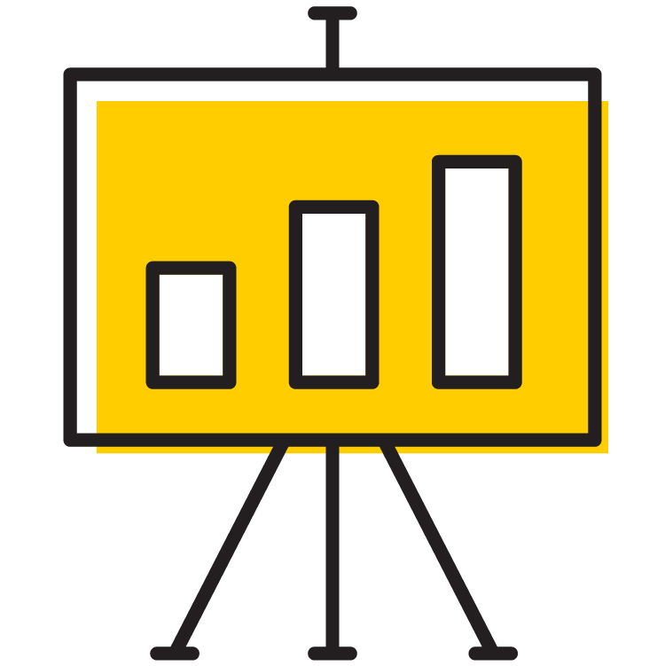 Presentation with chart icon