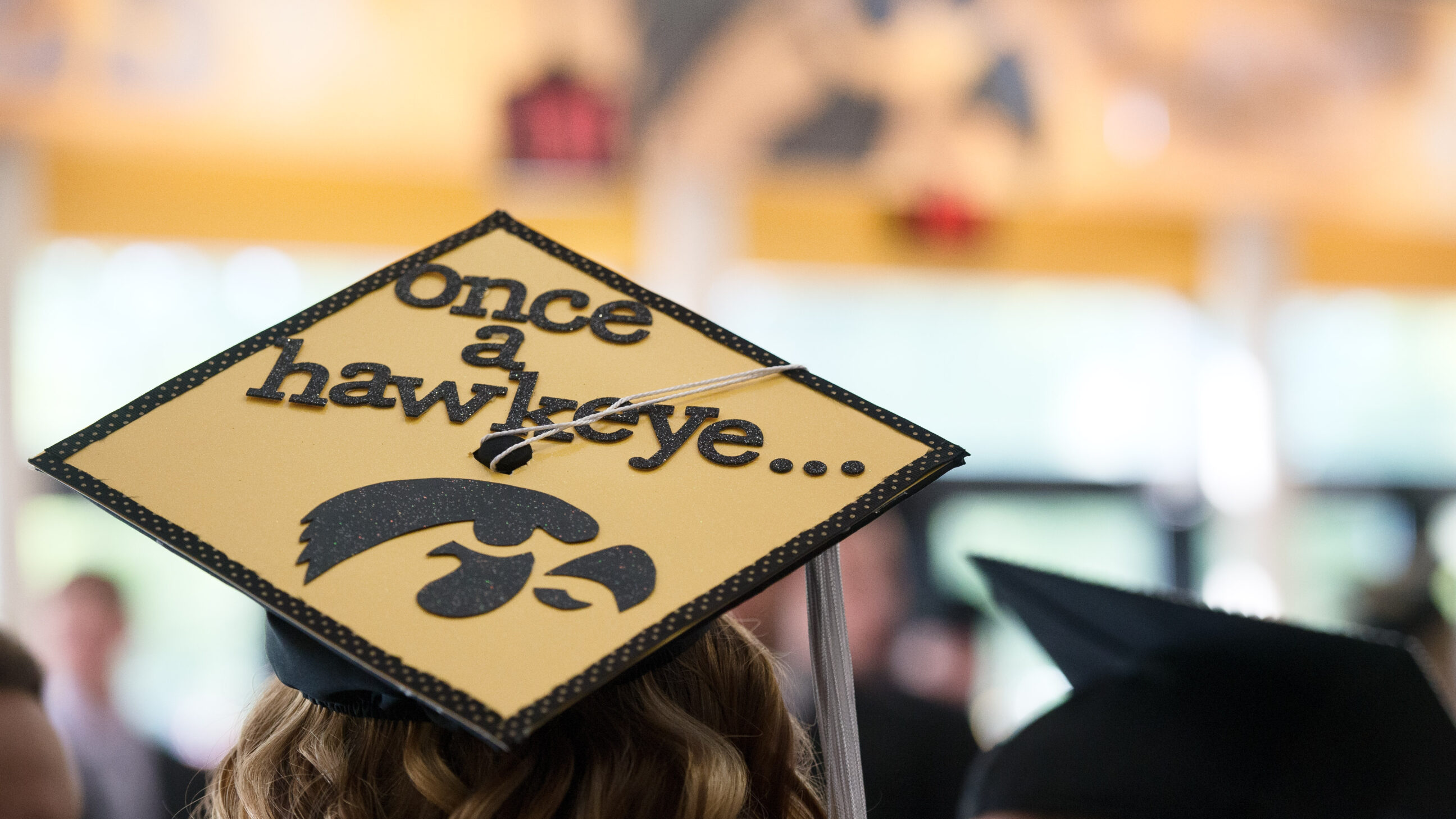 A decorated cap at commencement.
