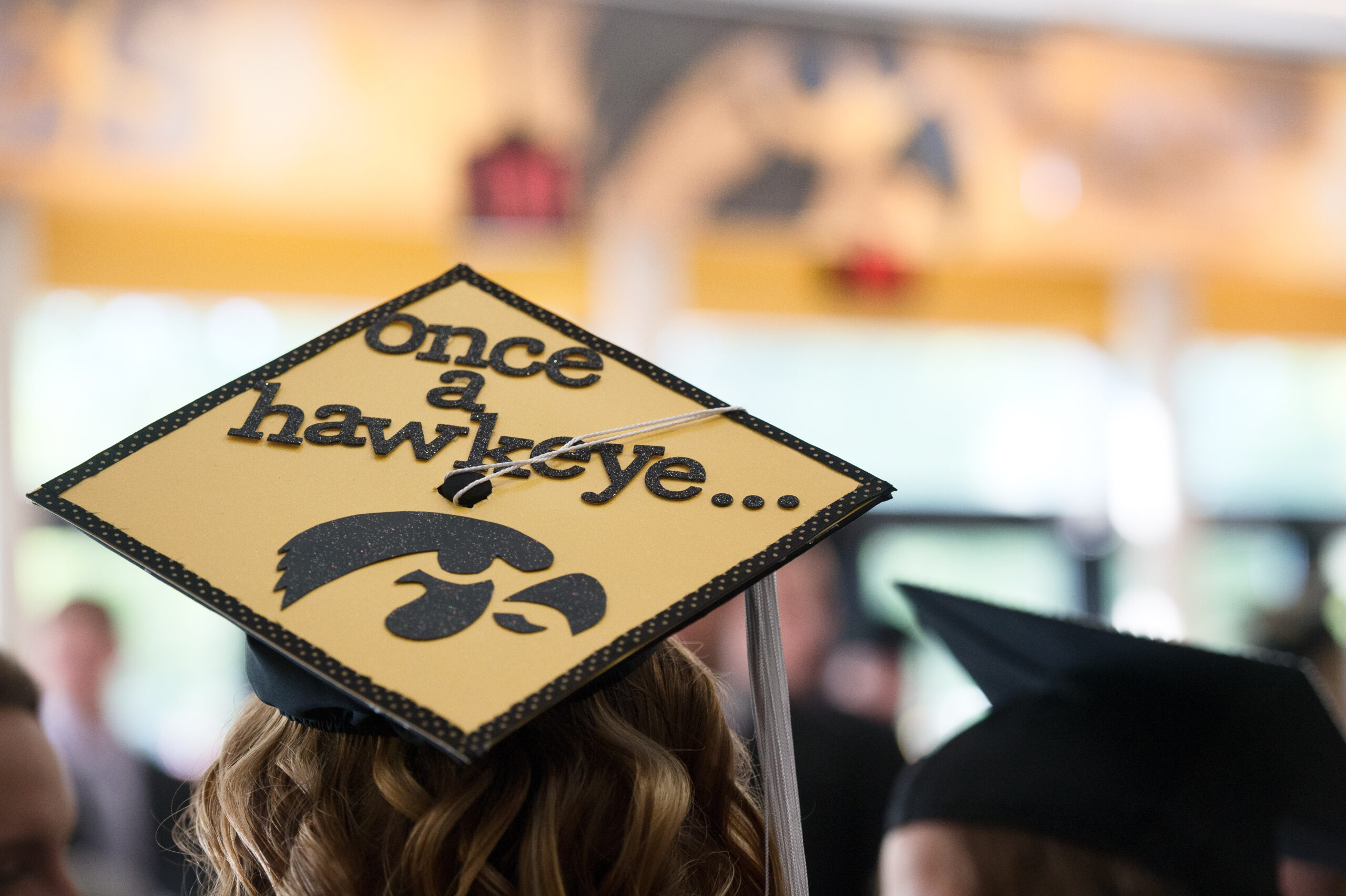 A decorated cap at commencement.