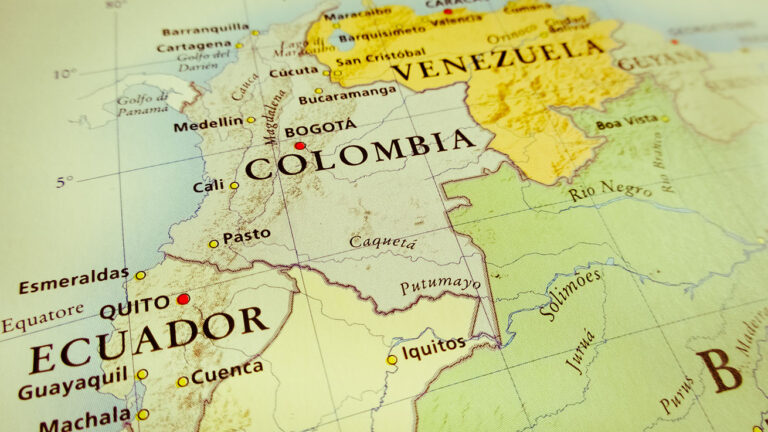 map of Venezuela, Colombia and Ecuador