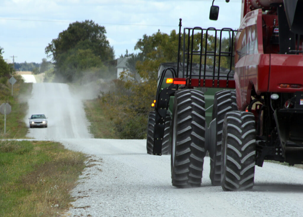 Tractor on a rural roadway