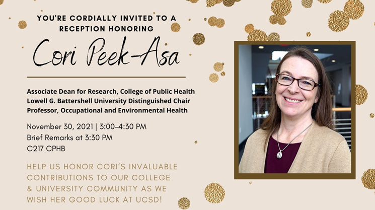 Corinne Peek-Asa reception invitation