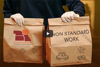 Screenshot from non-standard work video by the Healthier Workforce Center.