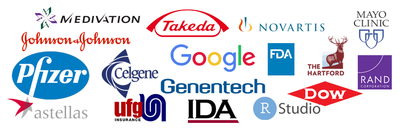 A cloud of Biostatistics Internship Logos