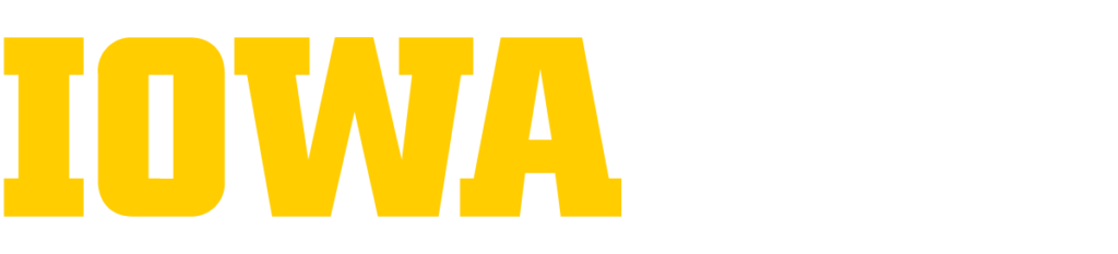 Click to download an SVG of the horizontal version of the University of Iowa College of Public Health logo on a transparent background, suitable for use on a black or dark-colored background.