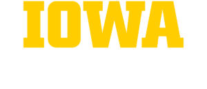 Click to download a PNG of the stacked version of the University of Iowa College of Public Health logo on a transparent background, suitable for use on a black or dark-colored background.