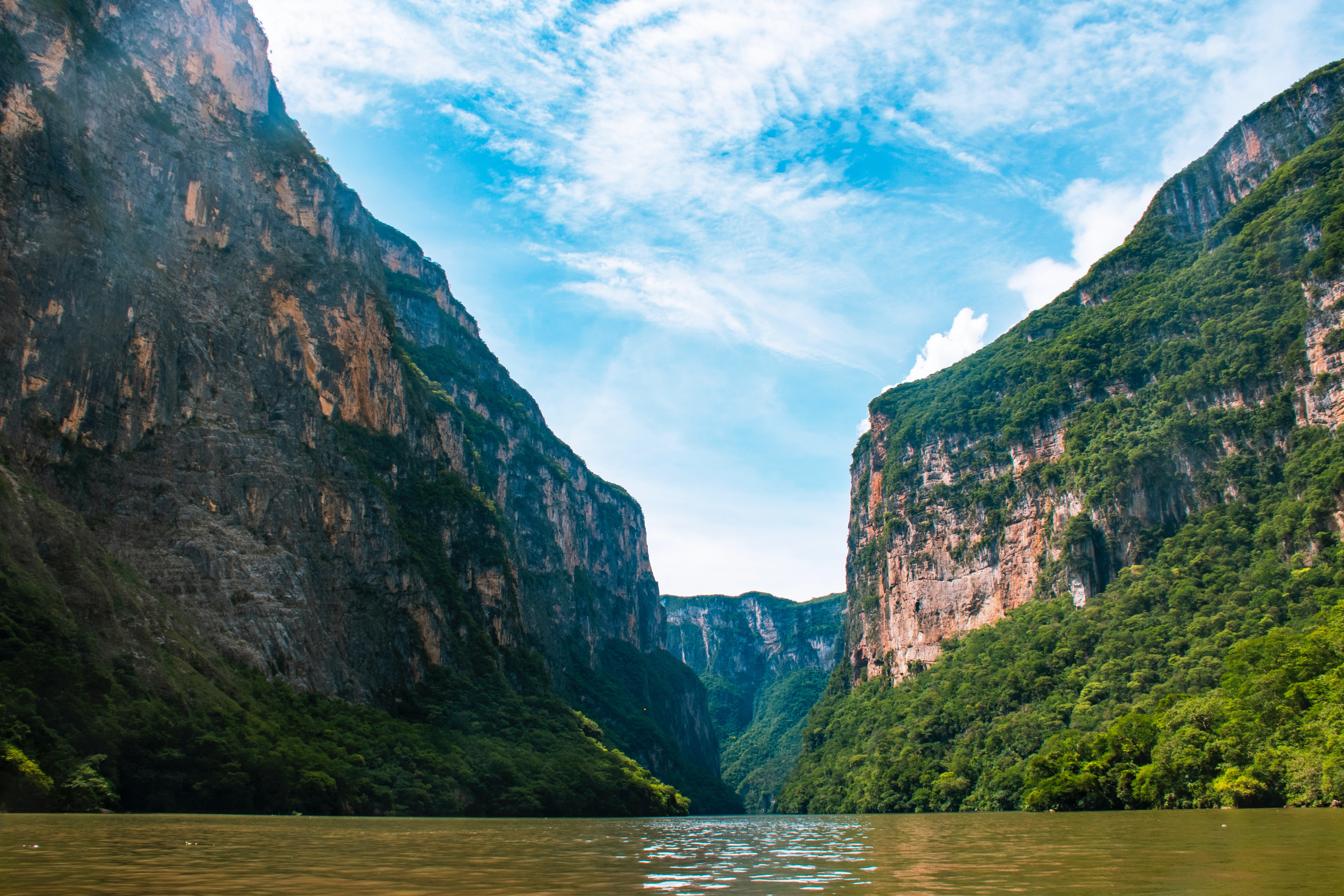 River flowing through a canyon in Chiapas, Mexico