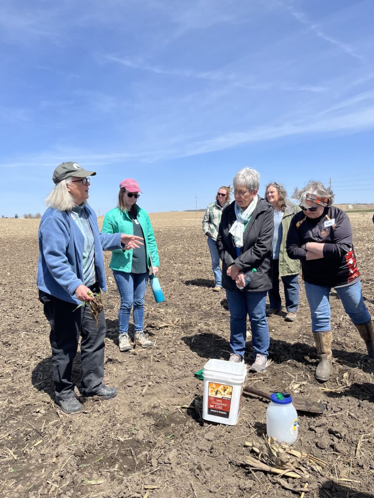 Women landowners learn about soil health with project partners Dr. Jean Eells and Women, Food and Agriculture Network 