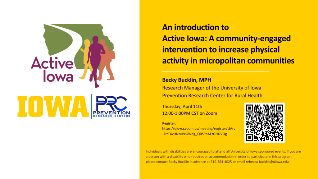 flyer for Active Iowa webinar