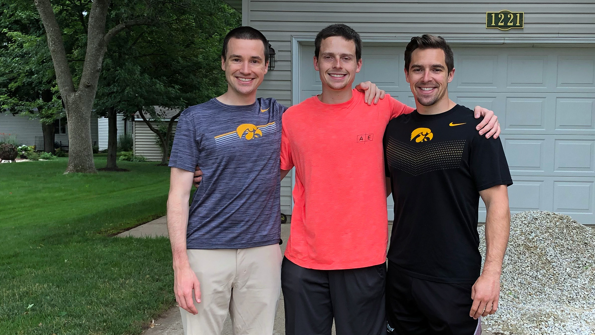 Brothers Michael, Jacob, and Nick Seedorff, pictured at their family home, have all studied biostatistics at the University of Iowa College of Public Health.