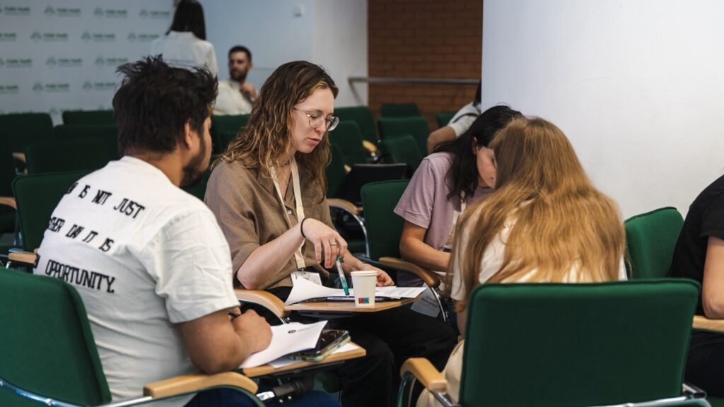 students working on a group project