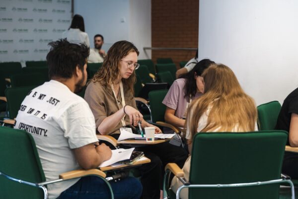 students working on a group project