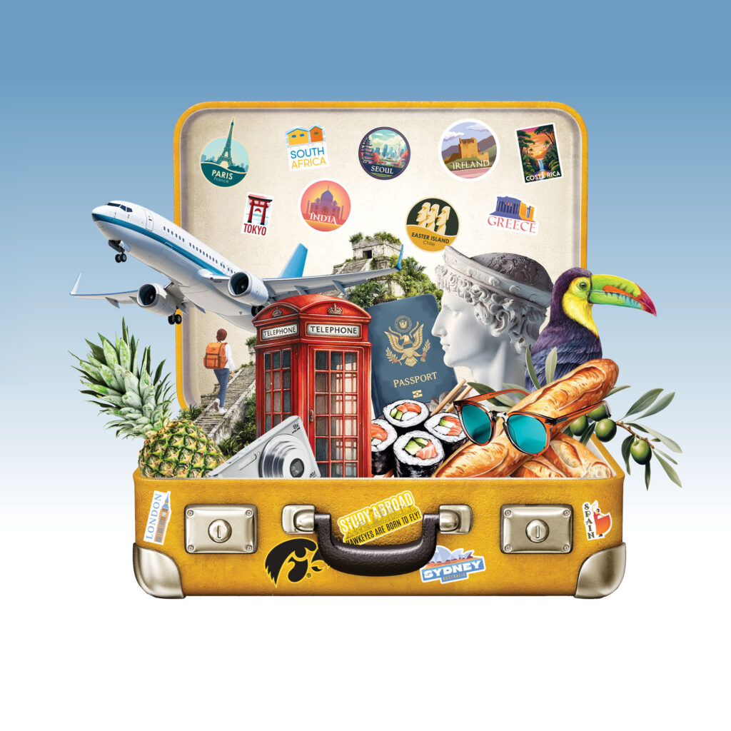 Image depicting aspects of studying abroad.