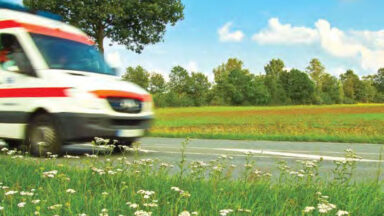 ambulance speeding through rural area
