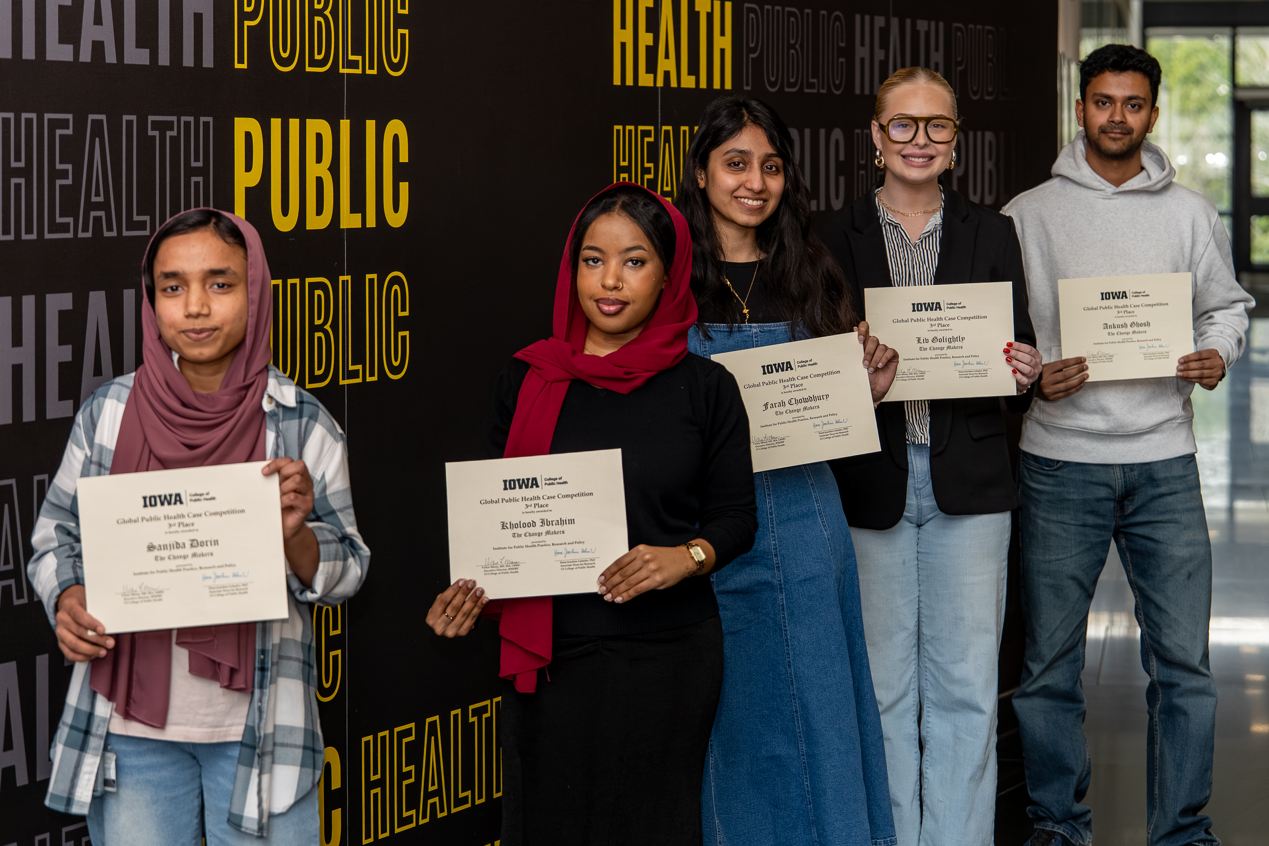 Image of 5 students from team The Change Makers, 3rd place in the 2026 Global health case Competition.