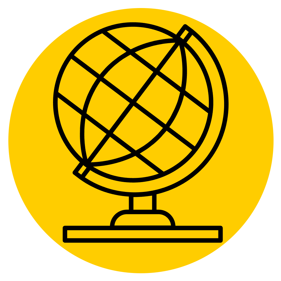 Globe Icon in Gold Circle