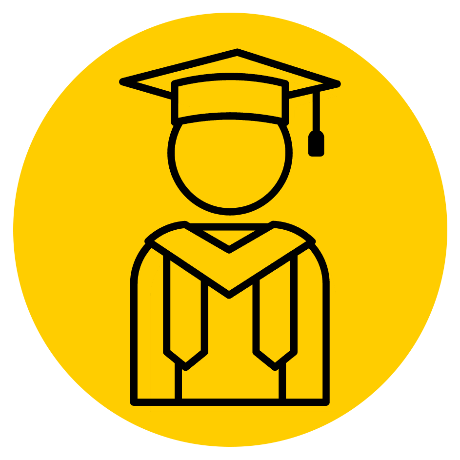 Graduate Icon in Gold Circle